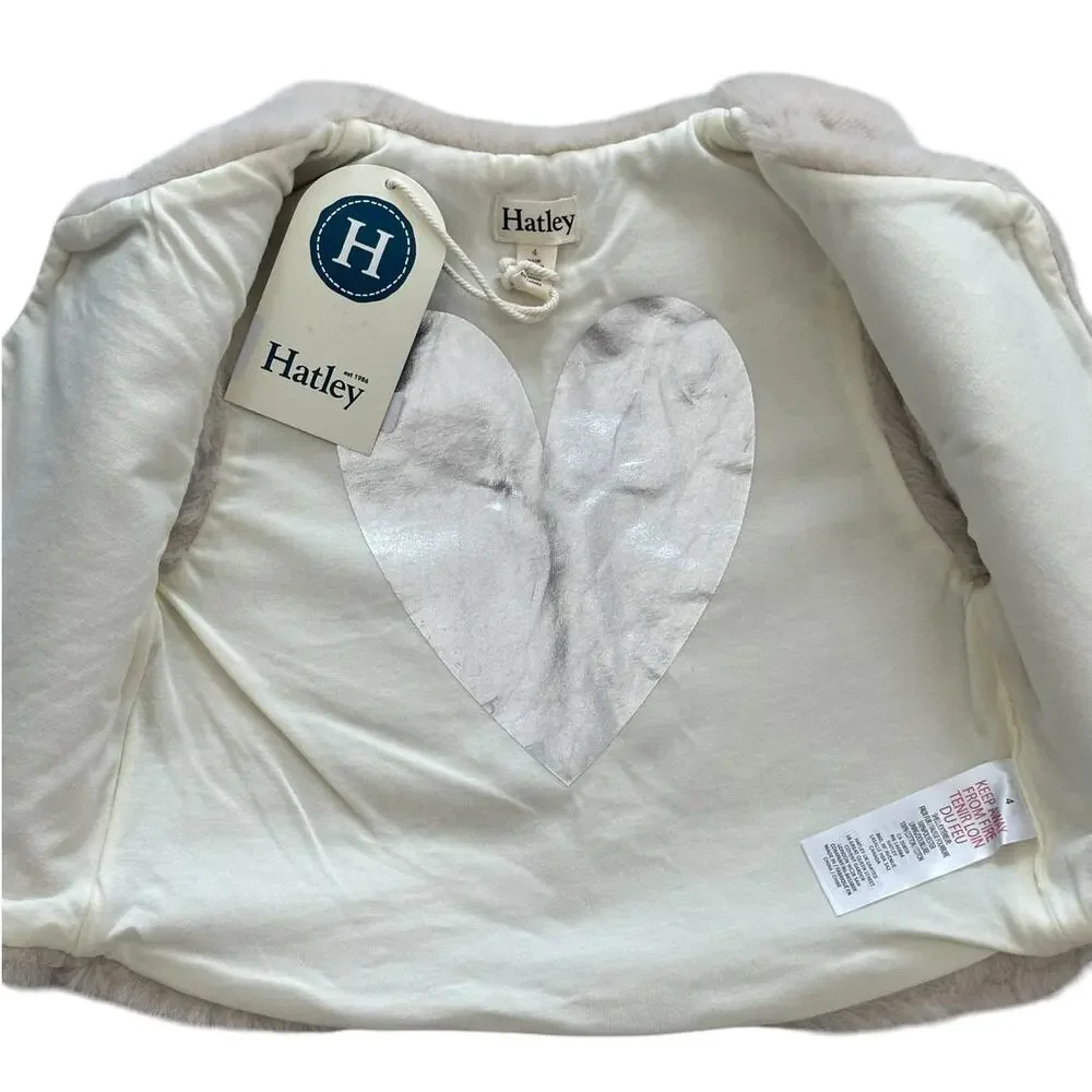 Hatley Girls Ivory Faux Fur Vest Size 4 NWT